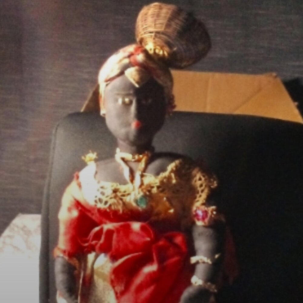 Antique Handmade Brazilian Bahia Cloth Folk Art Doll in Original Attire